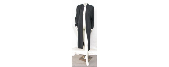 Vintage 1980s Lilli Ann Coat Black Wool Knit Long
