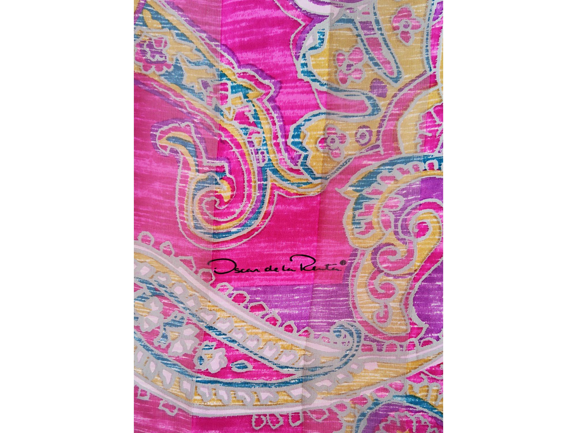 Vintage 1970s OSCAR de la RENTA Long Silk Scarf Paisley Print