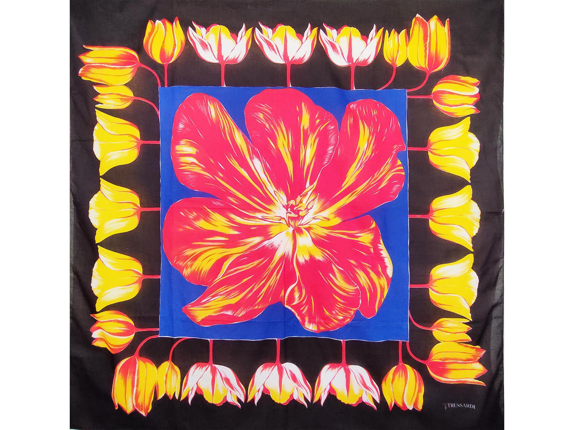Trussardi vintage large wrap scarf Vintage Trussardi Silk Scarf Huge Scarves Neckwear Tassel  main image 3