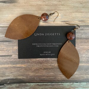 Chocolate Vegan Leather Teardrop Earrings