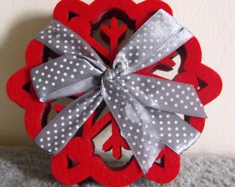 Lasercut Snowflake Felt Coasters x 4