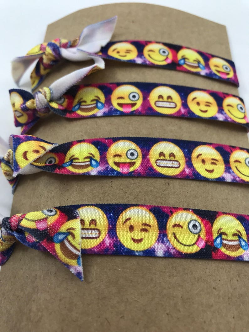 Emoji Hair Ties Emoticon Hair Ties Stretchy Pony Tail Etsy