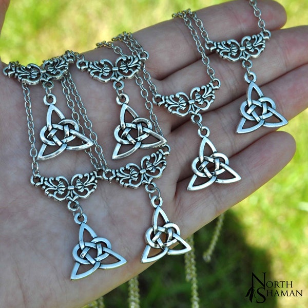 Collier Triquetra noeud entrelacs argent , bijou pendentif elfique médiéval celtique viking fantastique , Celtic Past