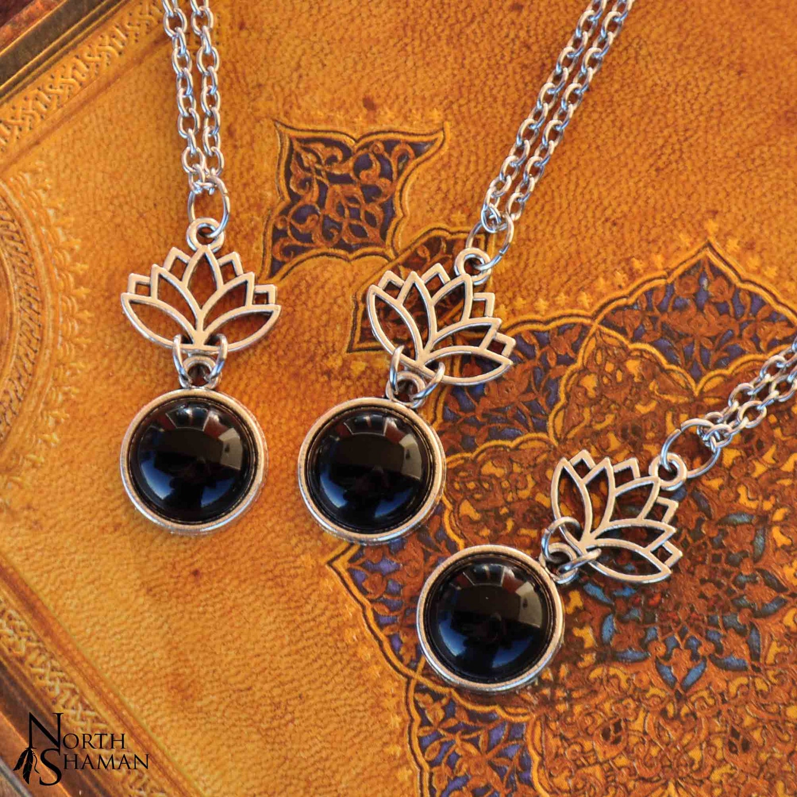 Inscribed onyx lotus