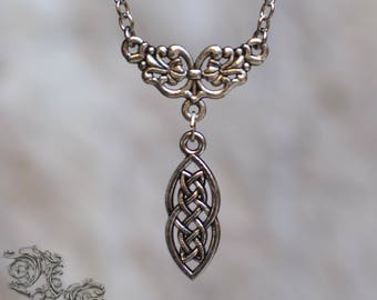 Collier noeud entrelacs runique argent , bijou symbole celtique viking , Elven Prophecy