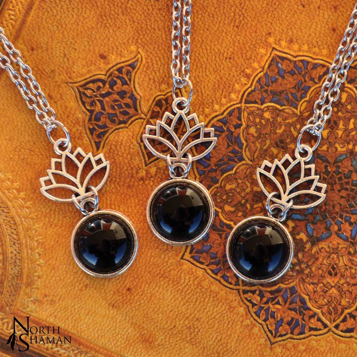 Inscribed onyx lotus