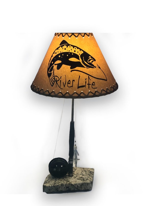 Fishing Lamp,Fishing Decor,Rustic Lamp,Cabin Lamp,Log Cabin Style Lamps,  Anniversary Gifts,Fathers Day Gifts,Gifts for Men,Gifts for Dad