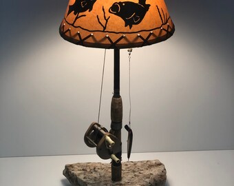 Table Lamp #1734 Fishing Pole Lamp Lodge Decor FREE Shipping,Dads Gift,Fishing Decor,Rustic Cabin Unique Lamp,