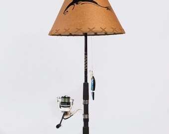 Fishing Lamp, Fishing Decor, Cabin Decor, Fishing, Fishing Pole Lamp, Unique Lamps, Nightstand Lamp, #1775