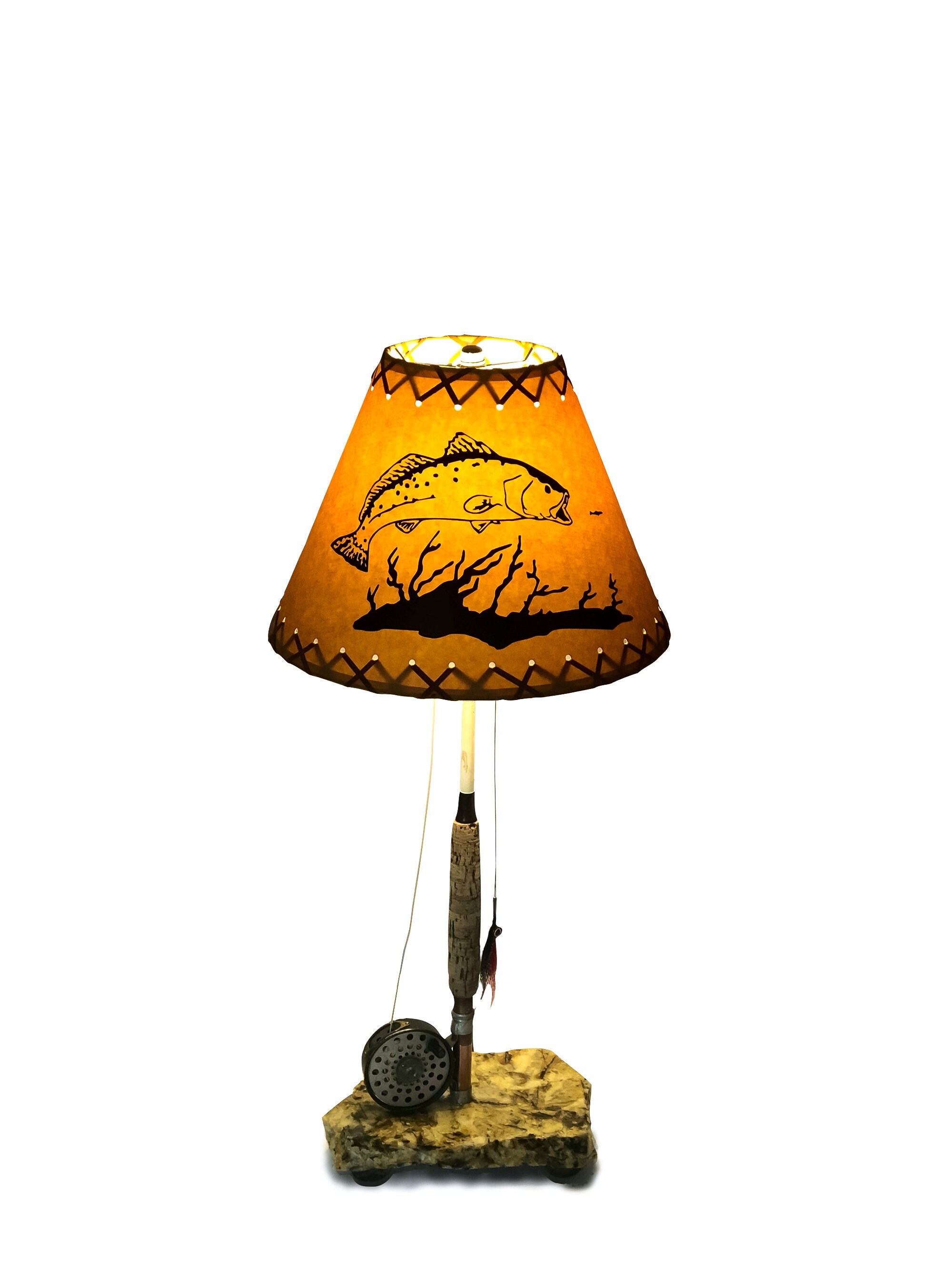 River Life Lamp Shade, Decorative Rustic Lamp Shade, Nightstand Lamp Shade, Cabin Lamp Shade