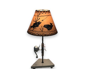 Fishing Lamp, Fishing Decor, Cabin Decor, Fishing, Fishing Pole Lamp, Unique Lamps, Nightstand Lamp, #1556