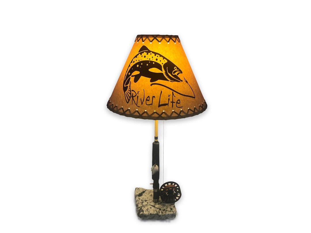 Fly Reel Table Lamp Fishing Lamp Fish Lamp Rustic Etsy