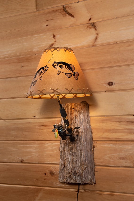 Rustic Lamp Gift, Rustic Cabin Gift, Rustic Fishing Gift, Rustic Lamp Gift,  Gift for Fisherman, Fishing Decor Gift, S40 