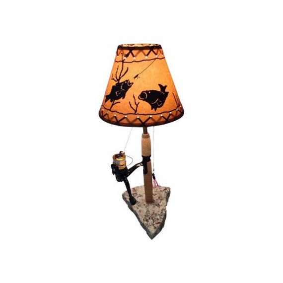Fishing Lamp, Fish Lamp, Rustic Decorative Lamp, Rustic Nightstand Lamp,  Rustic Bedside Lamp, Unique Rustic Lamp, #1346