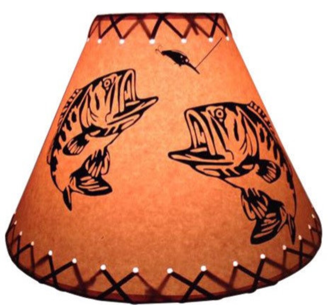 Fishing Lamp Shade, Decorative Rustic Lamp Shade, Nightstand Lamp Shade, Cabin Lamp Shade
