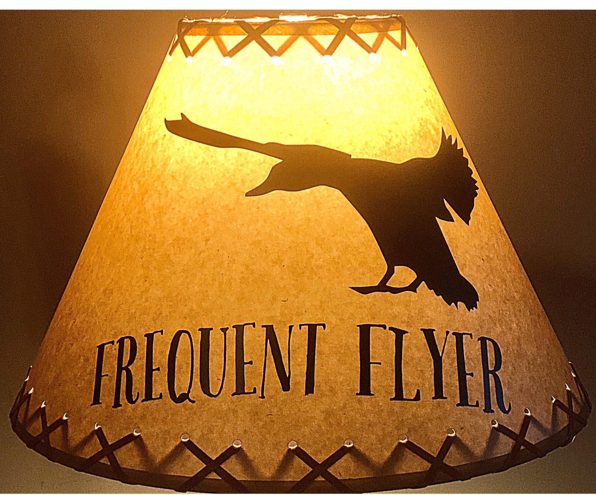 Frequent Flyer Lamp Shade, Rustic Lamp Shade, Lodge Decor, Cabin Decor,  Cabin Lamp Shade, 14 