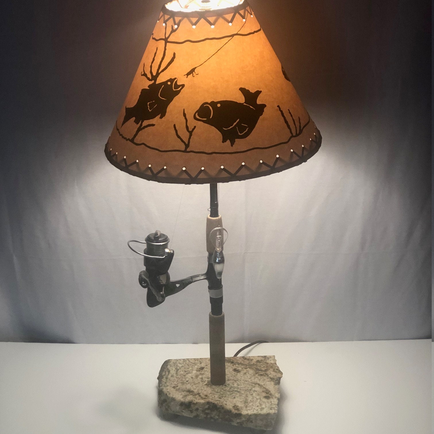 Table Lamp #1734 Fishing Pole Lamp Lodge Decor FREE Shipping,Dads Gift,Fishing Decor,Rustic Cabin Unique Lamp,