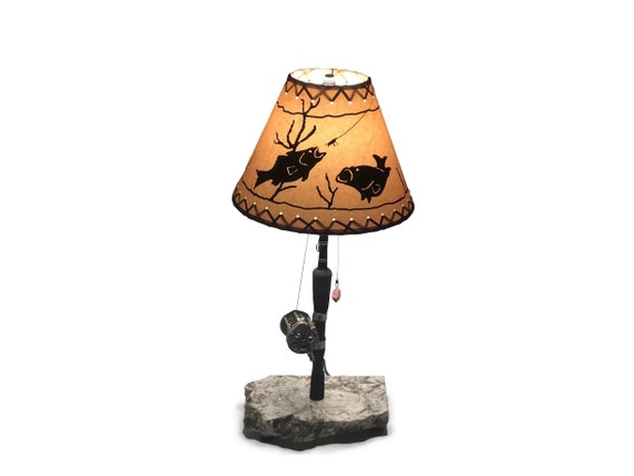 Fishing Lamp, Fishing Decor, Cabin Decor, Fishing, Fishing Pole Lamp,  Unique Lamps, Nightstand Lamp, #1770