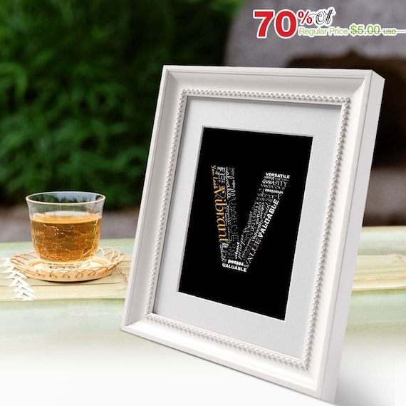 Positive Words Start With Letter V Alphabet V Monogram Etsy