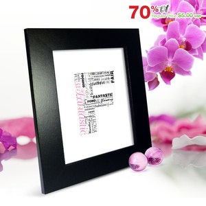 Positive Wörter beginnen mit Buchstabe F - Alphabet F, Monogramm Buchstabe, Typografie Kunst, druckbares Poster, personalisiert oder Sofort-Download (P0006)