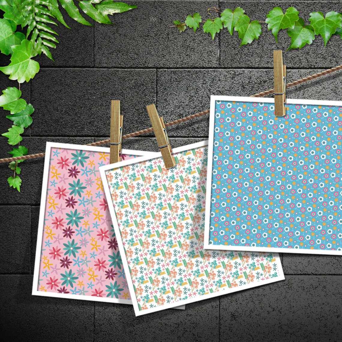 Spring Garden / Floral Pattern Digital Paper, Pastel Colour, 16 Pages ...