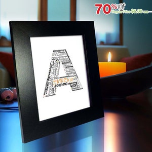 Las palabras positivas comienzan con la letra A - Alfabeto A, letra monograma, arte tipográfico, póster imprimible, personalizado o descarga instantánea (P0001)