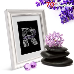Palavras positivas começam com a letra R - Alfabeto R, letra do monograma, arte tipográfica, pôster para impressão, personalizado ou download instantâneo (P0018)