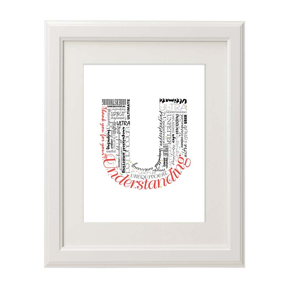 Positive words start with Letter U Alphabet U monogram | Etsy