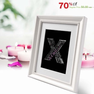 Palavras positivas começam com a letra X - Alfabeto X, letra do monograma, arte tipográfica, pôster para impressão, personalizado ou download instantâneo (P0024)