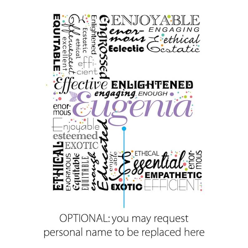 Positive words start with letter e alphabet e monogram etsy
