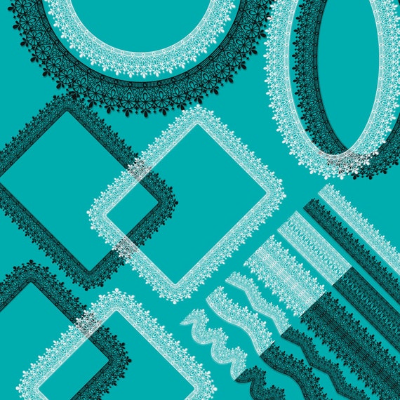 Lace Borders Round, Oval, Square, Rectangle Frames, 6 Designs, 48