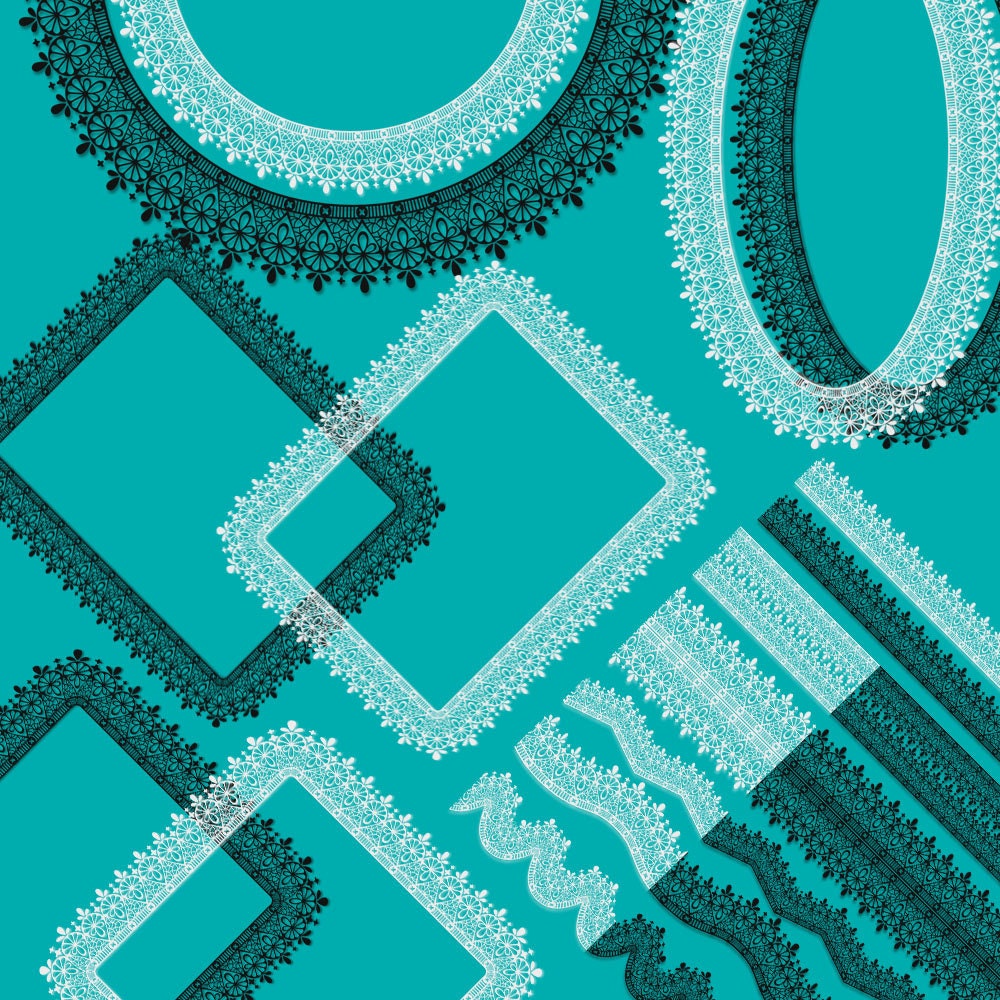 Lace Borders Round, Oval, Square, Rectangle Frames, 6 Designs, 48