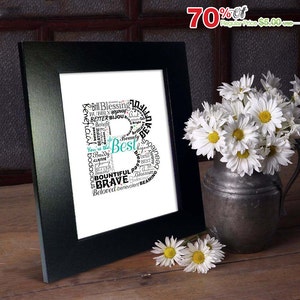 Las palabras positivas comienzan con la letra B - Alfabeto B, letra monograma, arte tipográfico, póster imprimible, descarga personalizada o instantánea (P0002)