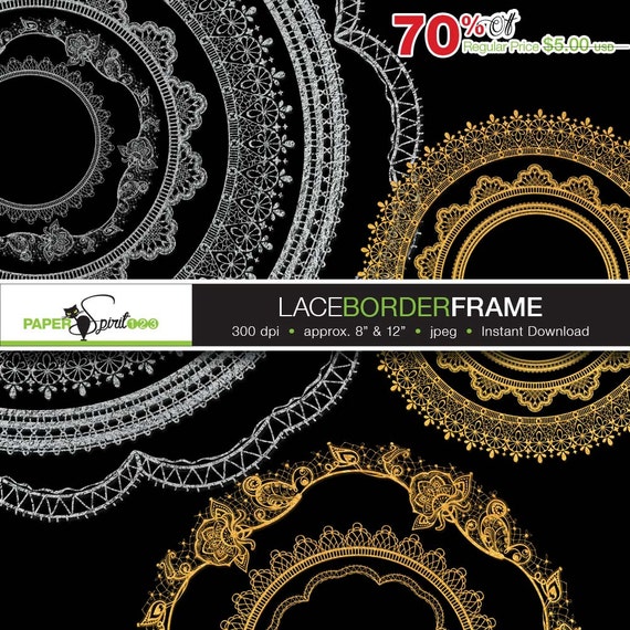 Lace Borders Round Oval Square Rectangle Frames 6 Designs Etsy