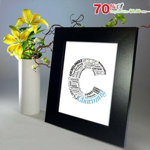 Positive Worte beginnen mit dem Buchstaben C - Alphabet C, Monogramm Buchstabe, Typografie, Printable Poster, personalisiert oder Sofort Download (P0003)