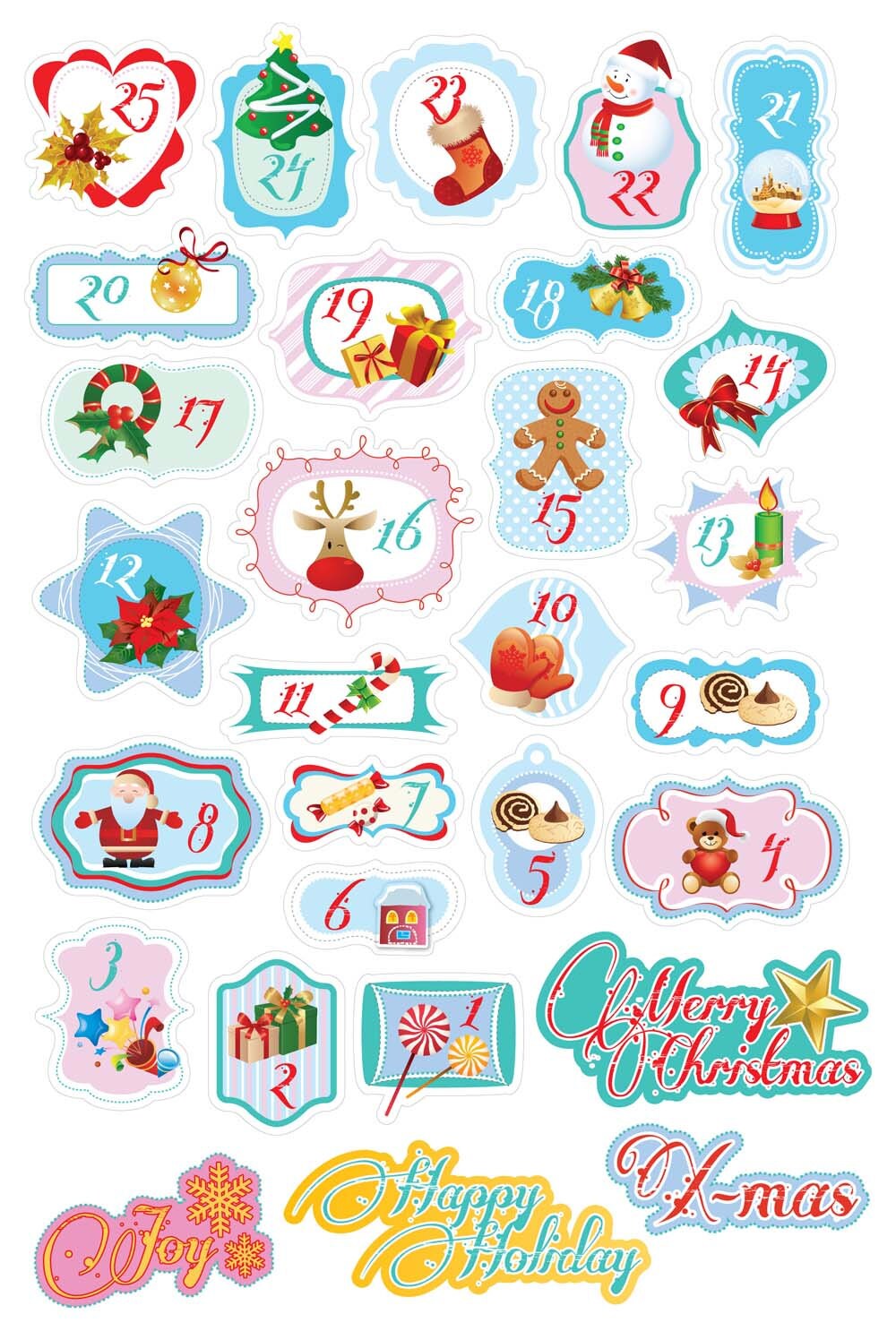 Christmas Advent Calendar Clipart 30 Days Countdown Xmas Printable Christmas Advent Calendar Clipart 30 Days Countdown Xmas Printable