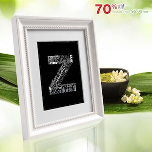 Positive Wörter beginnen mit Buchstabe Z - Alphabet Z, Monogramm Buchstabe, Typografie Kunst, druckbares Poster, personalisiert oder Sofort-Download (P0026)