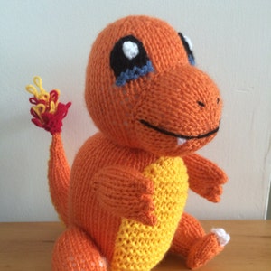 Charmander pokemon knitting pattern toy knitted soft toy plushie stuffed toy pattern pdf download