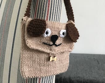 Knitted Dog Bag Pattern: Girls Puppy Purse Tutorial (PDF Download)