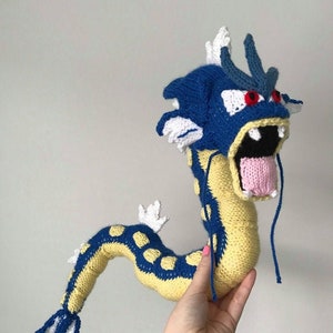 Gyarados Pokemon Strickanleitung Stofftier Pokemon Amigurumi Häkeltier Kuscheltier Strickanleitung Drache Plüschtier niedlich Bild 8