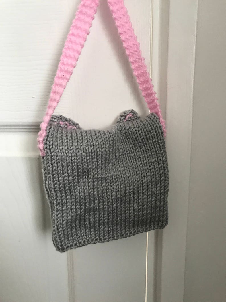 Kids Cat bag Knitting pattern Girls handbag purse tutorial crochet animal girls gift pdf download imagem 4