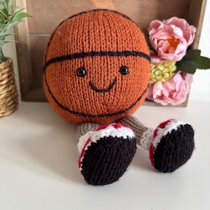 Benny Basketball KNITTING PATTERN / Sports Ball Plushie Toy tutorial / Knitted Amigurumi Childrens Gift / Kids Stuffie PDF Download