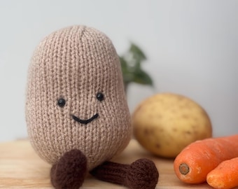 Potato Buddy KNITTING PATTERN / Cute JellyCat Dupe Plushie Toy tutorial / Knitted Amigurumi Childrens Gift / Kids Stuffie PDF Download