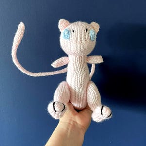 Mew pokemon knitting pattern, childrens soft toy amigurumi, animal stuffed toy pattern, plushie cute kids gift