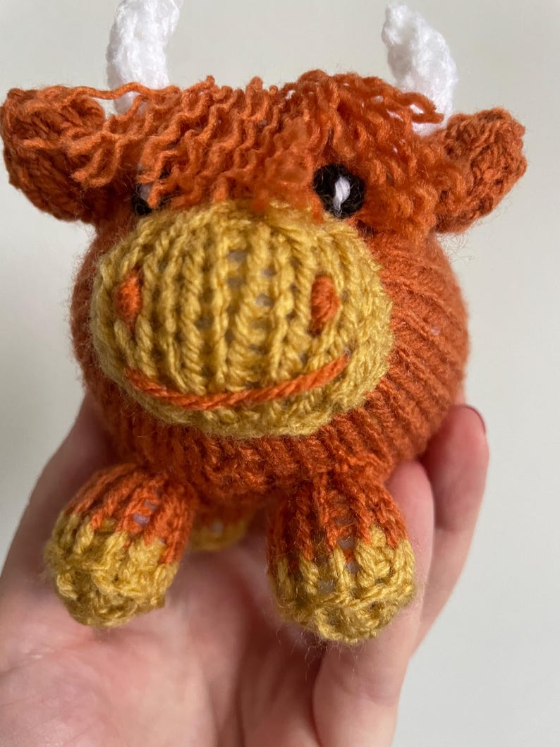 Highland Cow Knitting Pattern, Mini Farm Animal Toy PDF Download, Easy ...