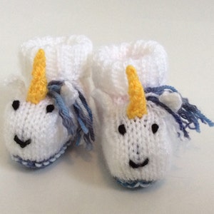 Unicorn knitted baby booties socks shoes gift boots knitted unisex girls baby gift image 1