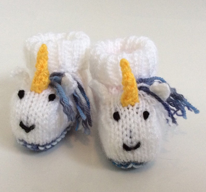 Unicorn knitted baby booties socks shoes gift boots knitted unisex girls baby gift image 1