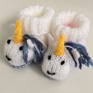 Unicorn baby booties knitting pattern animal baby boots shoes socks boy baby girl baby slippers winter gift image 2