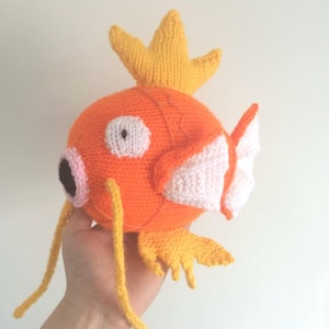 Magikarp pokemon knitting pattern plushie toy childrens animal soft toy amigurumi fish knit knitted pdf download