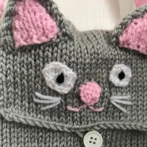 Kids Cat bag Knitting pattern Girls handbag purse tutorial crochet animal girls gift pdf download imagem 2